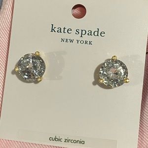 Kate spade gold tone stud earrings with clear cubic zirconia